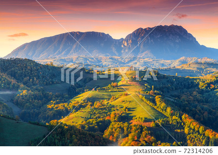 Stunning autumn landscape with colorful forest,Holbav,Transylvania,Romania,Europe 72314206