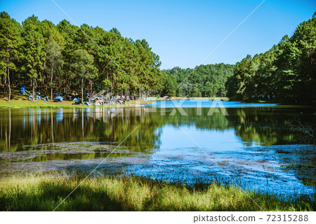 The beautiful natural landscape of the lake at pang ung, mae hong son in Thailand. The beautiful natural landscape of the lake at pang ung, mae hong son in Thailand. 72315288
