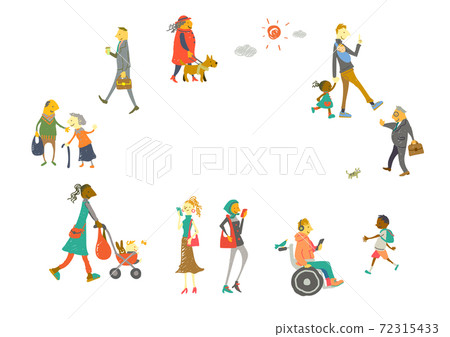 Colorful and fun hand-painted frame material for diverse people 72315433