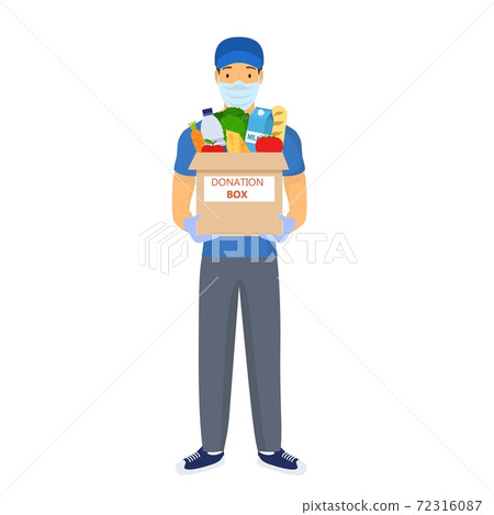 man carries a box of food. man carries a box of food. 72316087