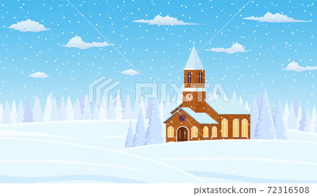 Christmas landscape background with snow and tree - Stock Illustration ...