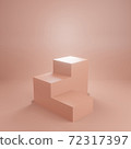 Geometric podium with pink color on pink background. Empty showcase for product presentation such as cosmetic. For fashion magazine. 3d render. 72317397