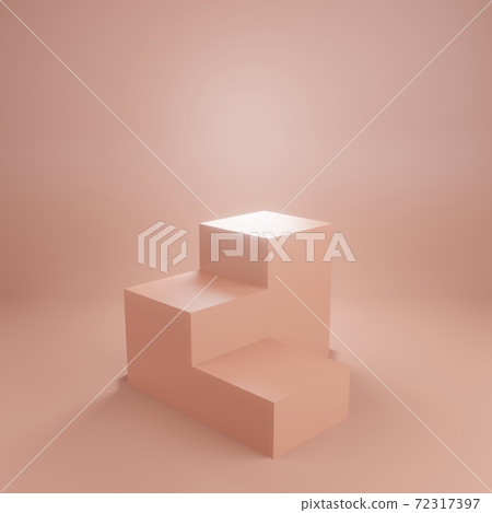 Geometric podium with pink color on pink background. Empty showcase for product presentation such as cosmetic. For fashion magazine. 3d render. 72317397