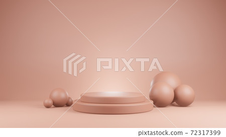 Geometric podium with pink color on pink background. Empty showcase for product presentation such as cosmetic. For fashion magazine. 3d render. 72317399