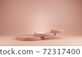 Geometric podium with pink color on pink background. Empty showcase for product presentation such as cosmetic. For fashion magazine. 3d render. 72317400
