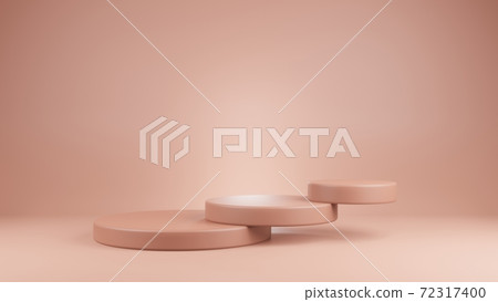Geometric podium with pink color on pink background. Empty showcase for product presentation such as cosmetic. For fashion magazine. 3d render. 72317400