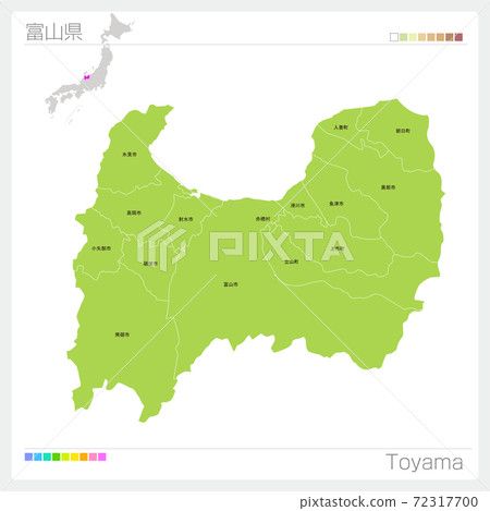 Map of Toyama Prefecture, Toyama, municipalities (municipalities, divisions) 72317700