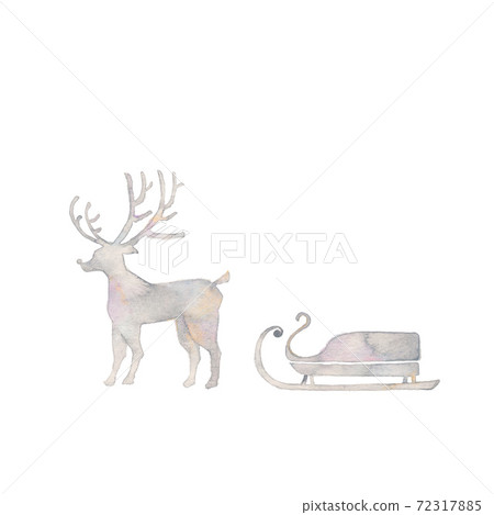 Reindeer and sled silhouette 72317885