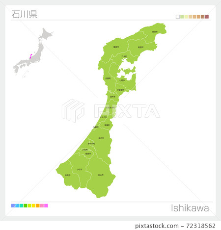 Map of Ishikawa Prefecture, Ishikawa, municipalities (municipalities, divisions) Map of Ishikawa Prefecture, Ishikawa, municipalities (municipalities, divisions) 72318562