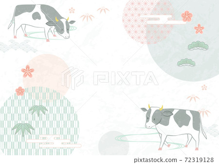 Cow and Japanese pattern Cow and Japanese pattern 72319128