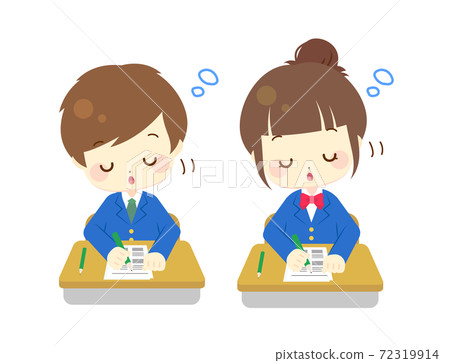 Illustration of students studying for exams 72319914