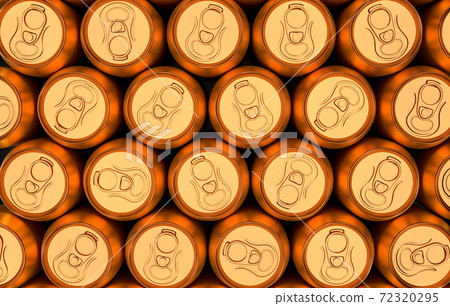 Group of gold premium aluminum energy drink cans from above close up full frame Group of gold premium aluminum energy drink cans from above close up full frame 72320295