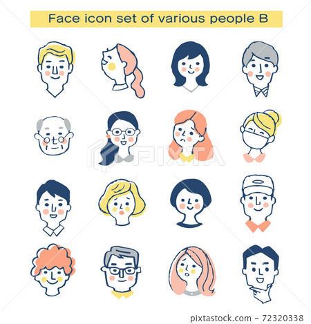 Face icon set of various people Face icon set of various people 72320338