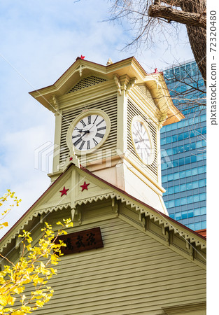 Late autumn Hokkaido Sapporo Clock Tower vertical composition Late autumn Hokkaido Sapporo Clock Tower vertical composition 72320480