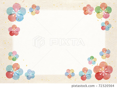 Plum _ watercolor frame _ Japanese paper background 678 Plum _ watercolor frame _ Japanese paper background 678 72320564