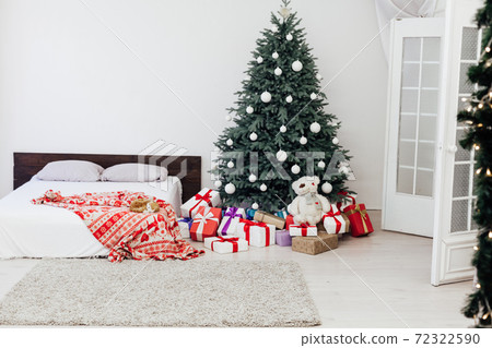 Bedroom bed new year holiday interior Christmas tree decor gifts Bedroom bed new year holiday interior Christmas tree decor gifts 72322590