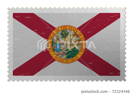 Florida US flag on old postage stamp, vector 72324346