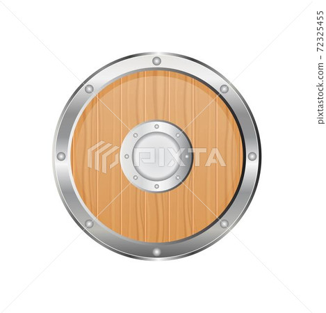 Medieval wooden shield vector illustration… - Stock Illustration