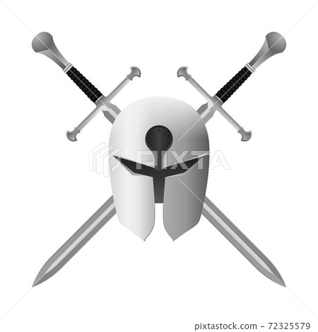 Crossed swords with helmet vector illustration - Stock Illustration  [72325580] - PIXTA