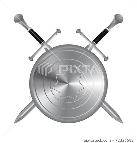 Medieval sword and shield vector illustration isolated on white background Medieval sword and shield vector illustration isolated on white background 72325592