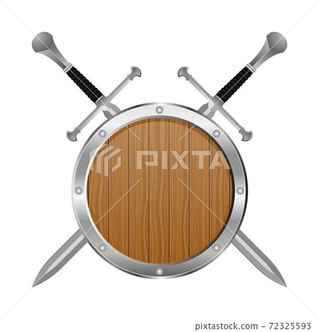 Medieval sword and shield vector illustration isolated on white background Medieval sword and shield vector illustration isolated on white background 72325593
