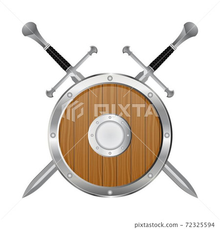 Medieval sword and shield vector illustration isolated on white background 72325594