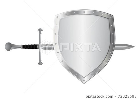 Medieval sword and shield vector illustration isolated on white background Medieval sword and shield vector illustration isolated on white background 72325595