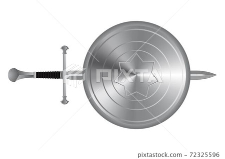Medieval sword and shield vector illustration isolated on white background Medieval sword and shield vector illustration isolated on white background 72325596