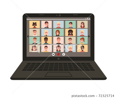 Online chat on a computer over the Internet. Remotely. Conference video call, work at home 72325714