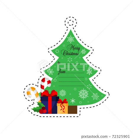 Christmas tree with gifts. Christmas. Gift tag. Card. Vector . Flat Christmas tree with gifts. Christmas. Gift tag. Card. Vector . Flat 72325901