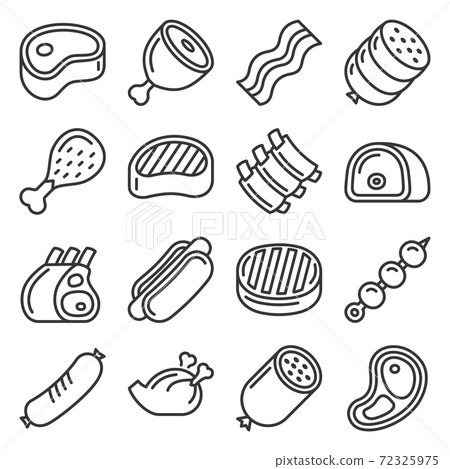 Meat and Steak Icons Set on White Background.... - Stock Illustration ...