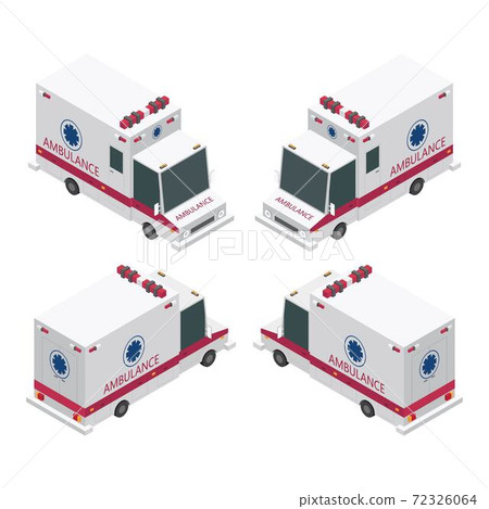 Isometric ambulance set vector illustration... - Stock Illustration ...