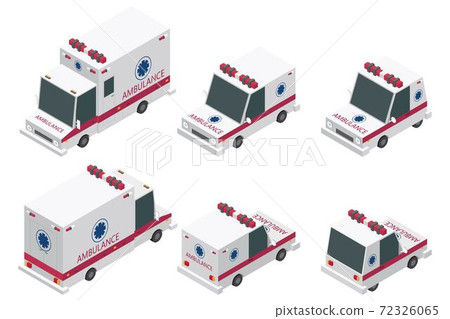 Isometric ambulance set vector illustration isolated on white background Isometric ambulance set vector illustration isolated on white background 72326065
