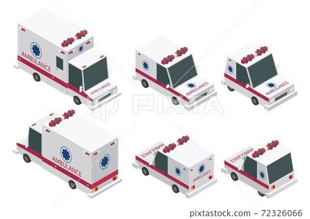 Isometric ambulance set vector illustration isolated on white background Isometric ambulance set vector illustration isolated on white background 72326066