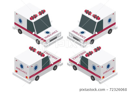 Isometric ambulance set vector illustration... - Stock Illustration ...