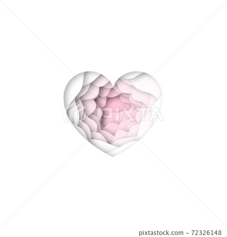 Paper cut heart shape 3D design. Template for Valentines day and greeting card backgrounds. Vector 72326148
