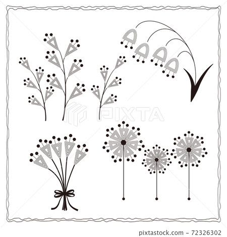 Botanical simple plant drawn in a circle Botanical simple plant drawn in a circle 72326302