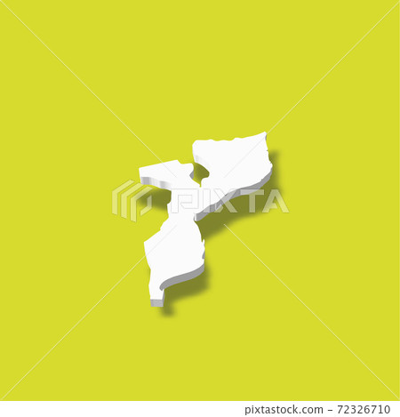 Mozambique - white 3D silhouette map of country area with dropped shadow on green background. Simple flat vector illustration Mozambique - white 3D silhouette map of country area with dropped shadow on green background. Simple flat vector illustration 72326710
