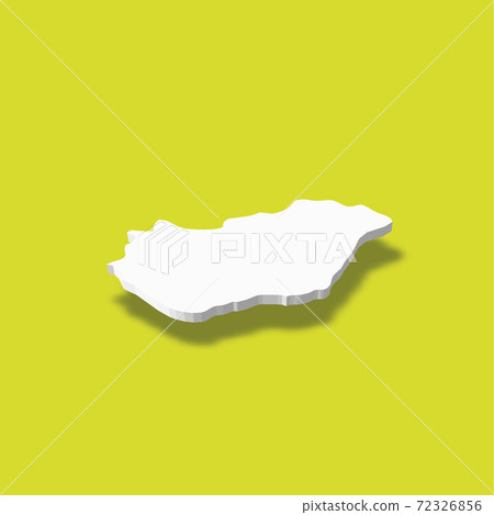 Hungary - white 3D silhouette map of country area with dropped shadow on green background. Simple flat vector illustration 72326856