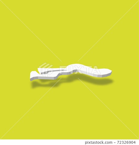 Gambia - white 3D silhouette map of country area with dropped shadow on green background. Simple flat vector illustration 72326904