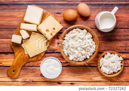 Different types of dairy products. Different types of dairy products. 72327262