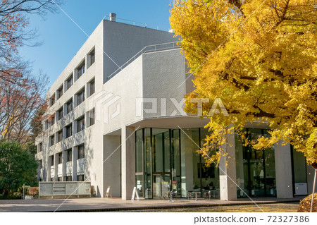 Tokyo Metropolitan Central Library and Ginkgo Tree in Arisugawanomiya Memorial Park in Minami Azabu, Minato-ku, Tokyo Tokyo Metropolitan Central Library and Ginkgo Tree in Arisugawanomiya Memorial Park in Minami Azabu, Minato-ku, Tokyo 72327386