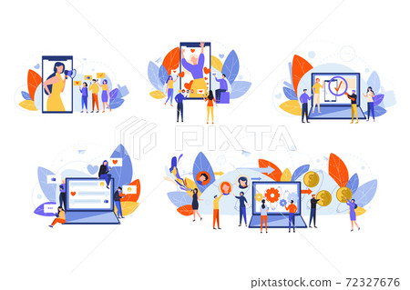 Social media, marketing, monetization, promotion, content set concept 72327676
