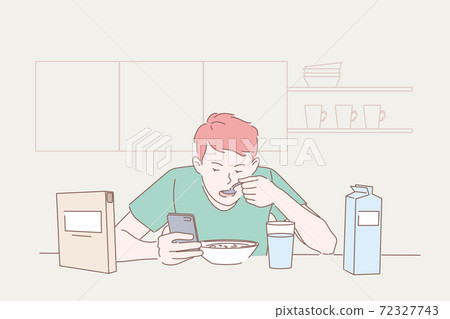 Food, Breakfast, gadget, social media concept. 72327743