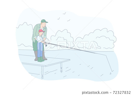 Fishing, family rest, recreation concept Fishing, family rest, recreation concept 72327832