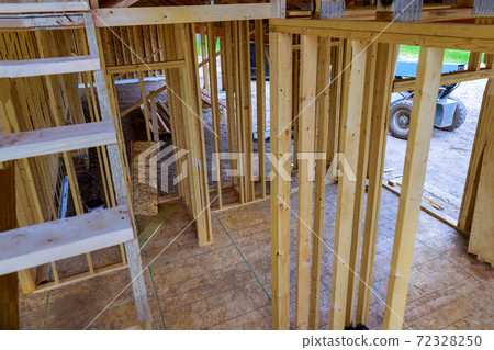 New residential home framing interior view construction new house New residential home framing interior view construction new house 72328250