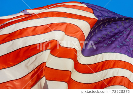 Flag of United States of America waving in the wind. Flag of United States of America waving in the wind. 72328275