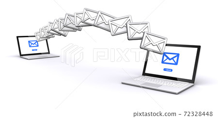 Sending and receiving emails with a laptop - Stock Illustration ...