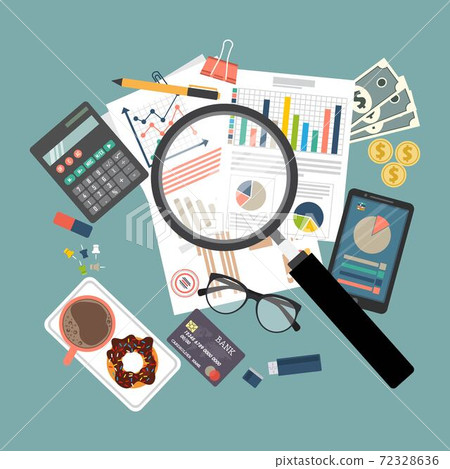 Auditing concept vector illustration. Tax process. Business background. Flat design of analysis, data, accounting, planning, management, research, calculation, reporting, project management. Auditing concept vector illustration. Tax process. Business background. Flat design of analysis, data, accounting, planning, management, research, calculation, reporting, project management. 72328636