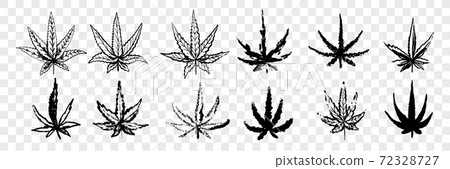 Hand drawn marijuana, cannabis set collection Hand drawn marijuana, cannabis set collection 72328727